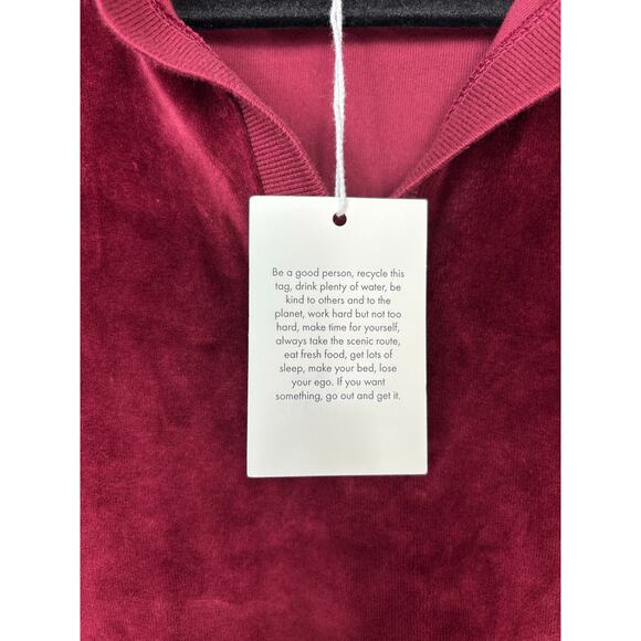 Sporty and Rich NWT Velour Longsleeve Polo Top Merlot Medium - Picture 9 of 12